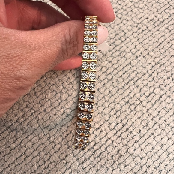 Diamond Accent Fine Silver Plate Bangle, New - Picture 4 of 5